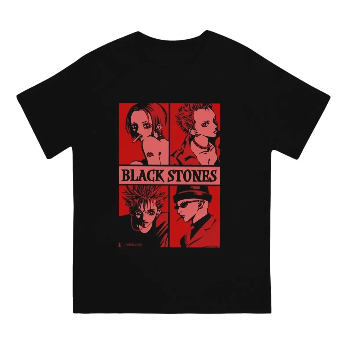 Black Stone unique Osaki Manga Print crewneck T-shirt Stylish and comfortable unisex short-sleeved everyday casual top