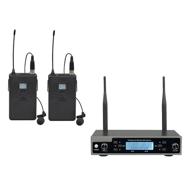 

ABAC-Professional Dynamic Lavalier Microphone Withreceiver One-To-Two Wireless Mic Stage Singing KTV Audio Karaoke System EU Plu