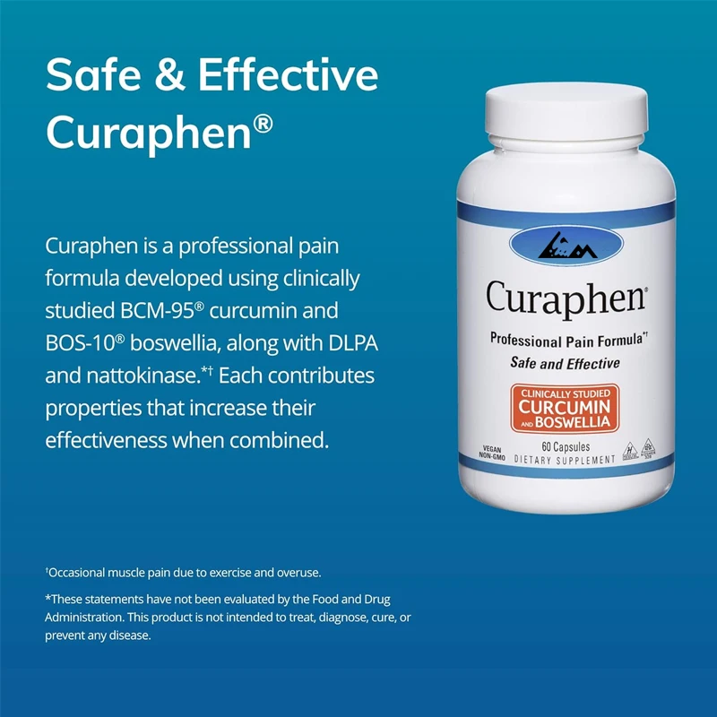 Curaphen -60 capsules - powerful curcumin and frankincense containing DLPA and nattokinase - highly absorbed