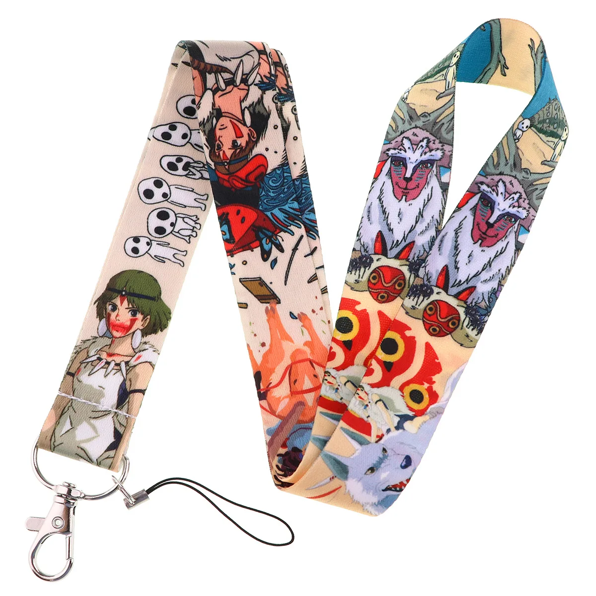 Anime Mononoke Hime Lanyard Key Neck Strap Lanyard Badge Holder Ghibli Keychain Id Card Holder Hang Rope Miyazaki Hayao Gifts