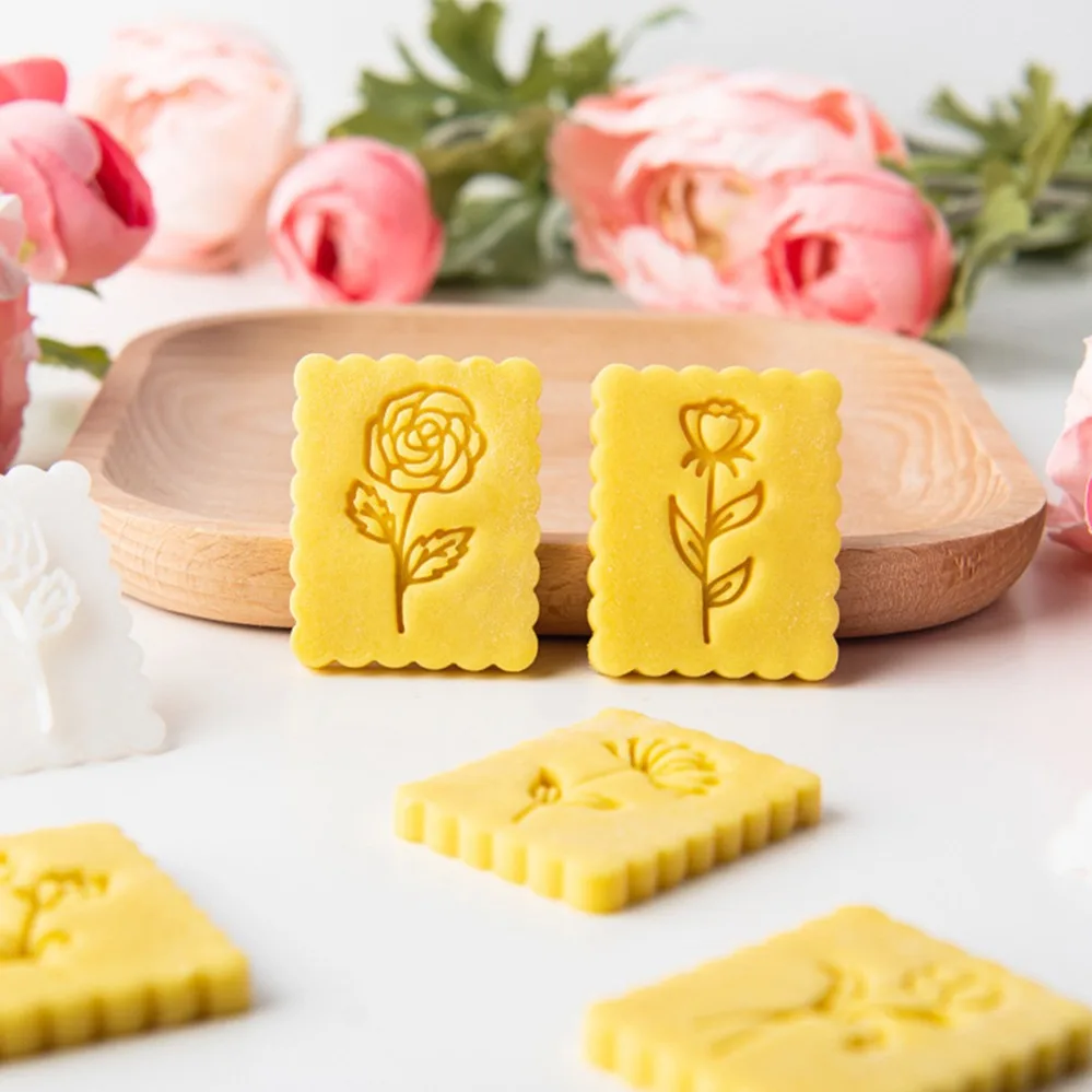 Ins Fresh Flower Series Cookie Molds Rose Cookie Flip Candy Cutting Mold DIY Baking Tools