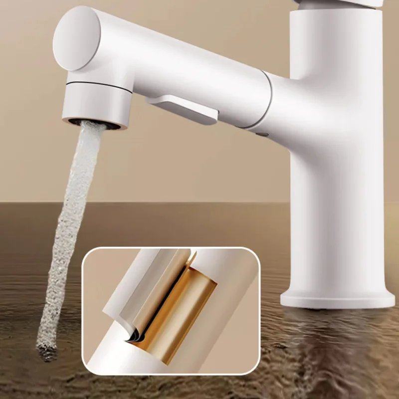 Waist-Saving Faucet Dual Water Mode Spout Pull-Out Tap Filtered Purification Kitchen Mixer Space-Efficient Sink Fixture