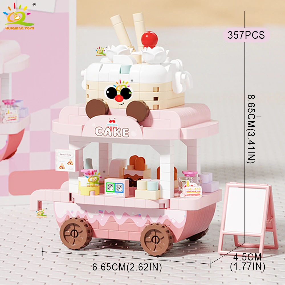 HUIQIBAO Niedliches MOC-Modell eines Lebensmittelgeschäfts, Mikro-Baustein-Set, Straßenansicht, Miniaturmodell, Bausteine, Spielzeug für Kinder, Schreibtisch- und Heimdekoration. – Detail 3