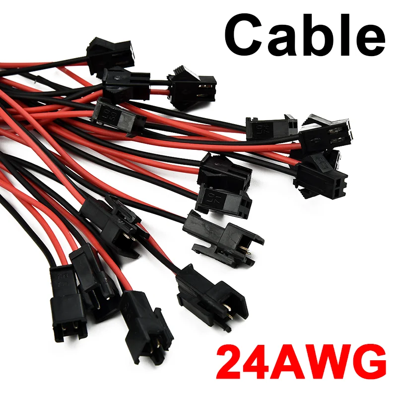 20Pcs 24AWG PVC SM 2-Pin 2P Connector Plug 2.54mm Male/Female Head Wires Cables LED Strip Light Driver Connectors Quick Adapter