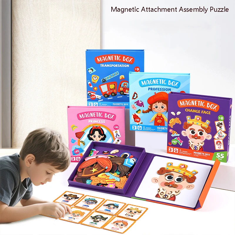 

Magnetic Puzzle Princess Dress-Up Stickers DIY Kids Toys Early Learning Magnetic Puzzle Figure Fun Game Baby Educational Toys