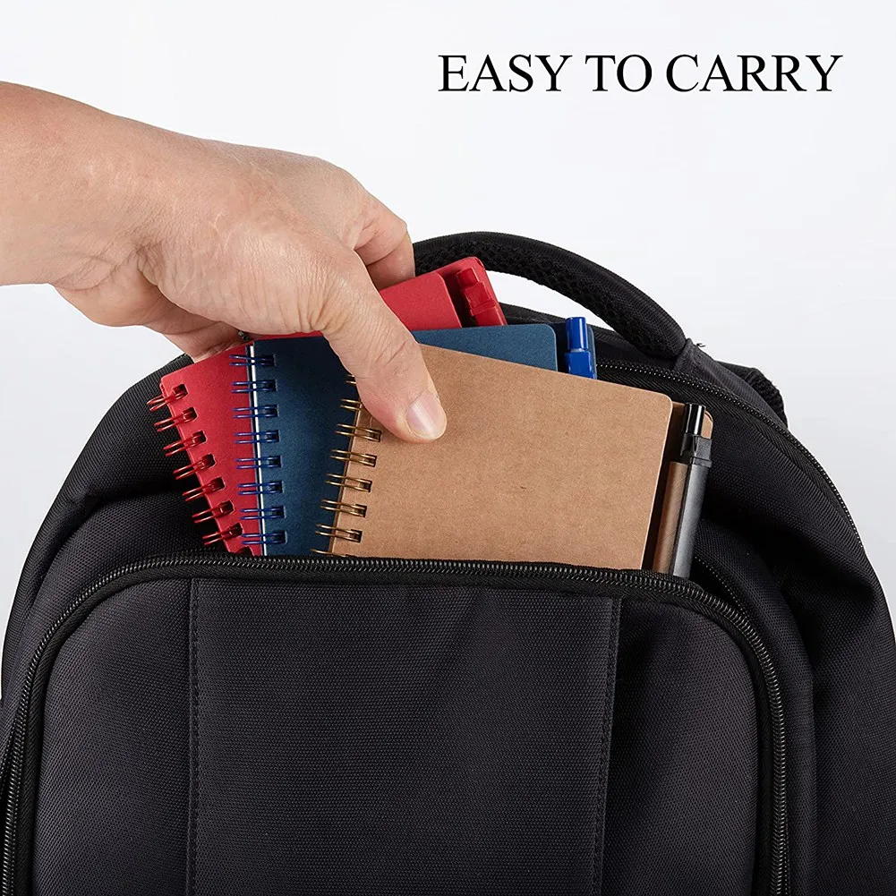B50B-3 Packs Spiral Notebook Steno Pads Lined Notepad With Pen In Holder, Sticky Notes, Page Marker Colored Index Tabs Flags