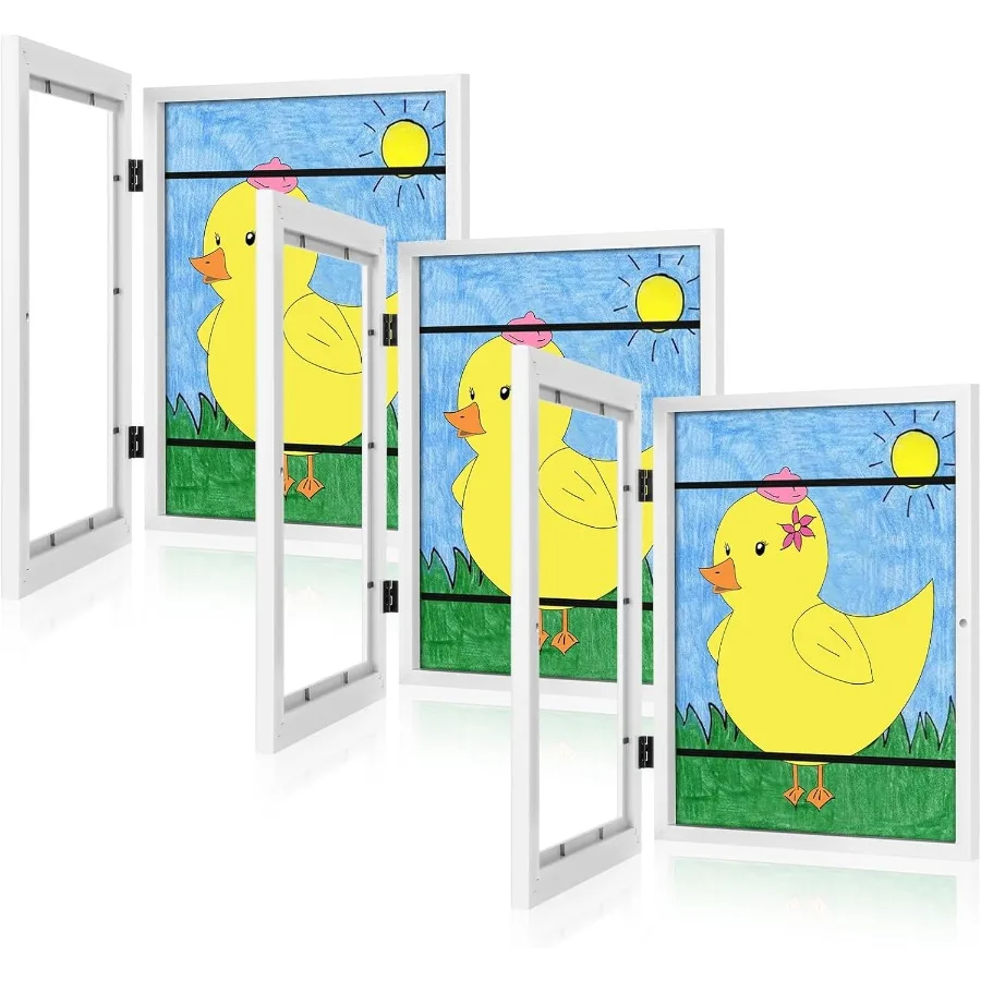 

3Pack Art Frames 9x12 Front Opening Changeable White Artwork Display Storage Frames for Wall Hanging Ideal for 3D Pictures Craf