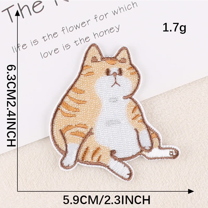 6PCS cartoon Anime Striped Cat Iron On Patch,Embroidered Applique Clothes Fusible Stickers,Designer Patches For Clothing Kids