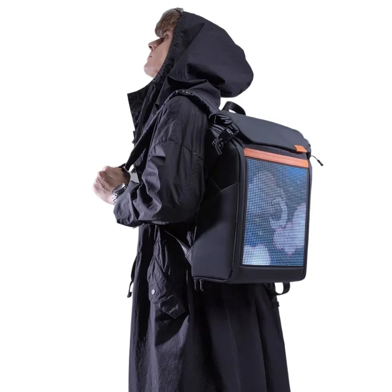 Anime Knight Backpack LED Luminous Text Pictures Animation Graffiti APP Edit Pixel Display