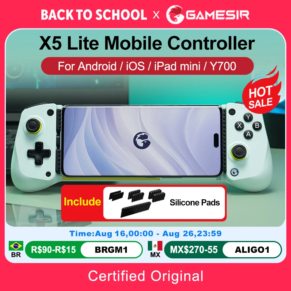 GameSir X5 Lite モバイルゲームパッド iPhone 16/15シリーズ、iPad mini、Androidタブレット対応 コントローラー ホール効果ジョイスティック設計