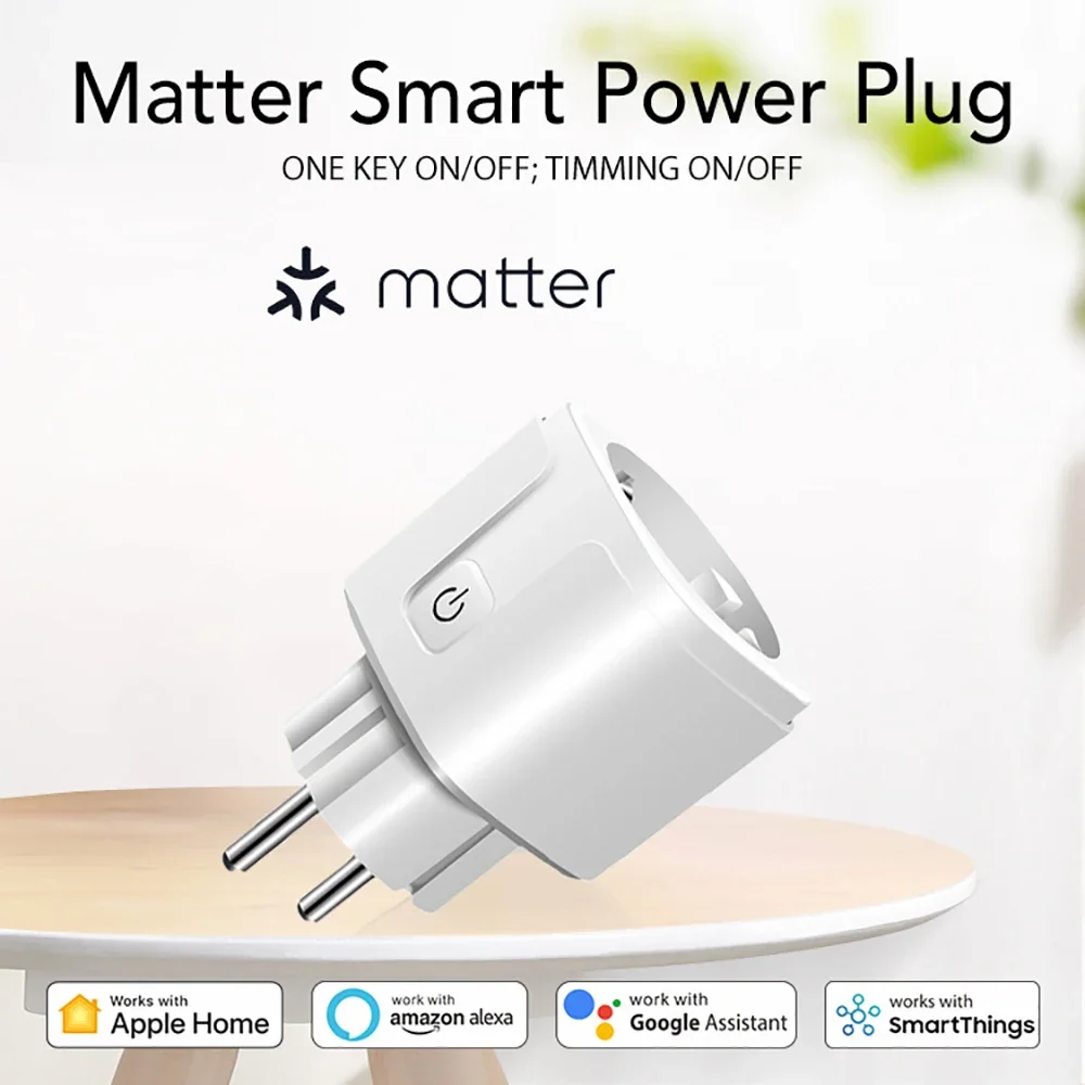 

Matter EU Plug WiFi Smart Socket 16A Home Appliance Outlet Remote Control Voice Function Works with Alexa Google Home HomeKit