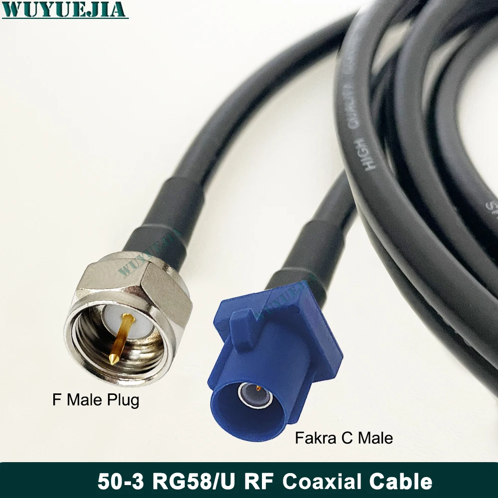 F Female to Fakra C Male RG58/U Low Loss RF Cable Braided Shield Auto Antenna Radio Wireless Stable Signal Connection Cord Line