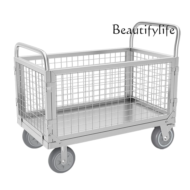 

Fence trolley folding with guardrail warehouse logistics supermarket transit push flat stall