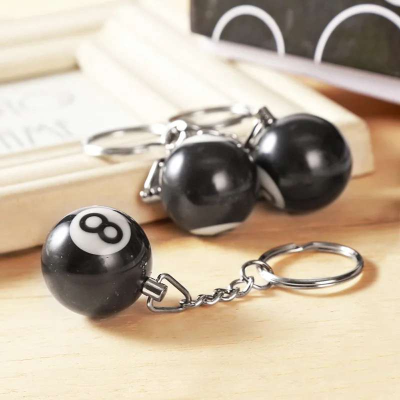 25mm Black No 8 Billiard Keychain Mini Ball Pendant Key Ring Resin Keyring Bar Table Decoration Jewelry Game Souvenir Gift