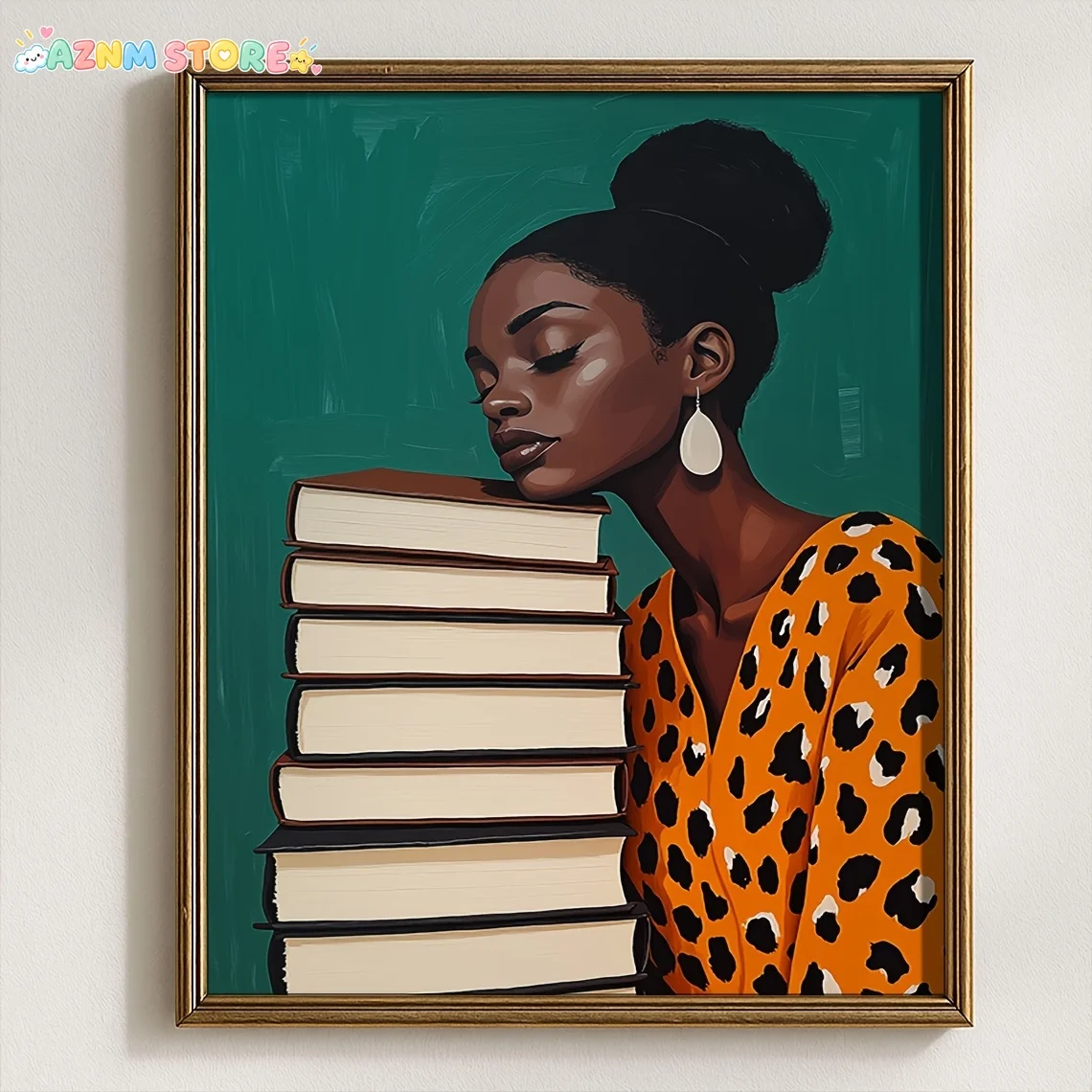 2027,1pc Book Lover Wall Art - with Books Print, African Author & Literature Poster, Modern Classic Vertical Portrait for Hom