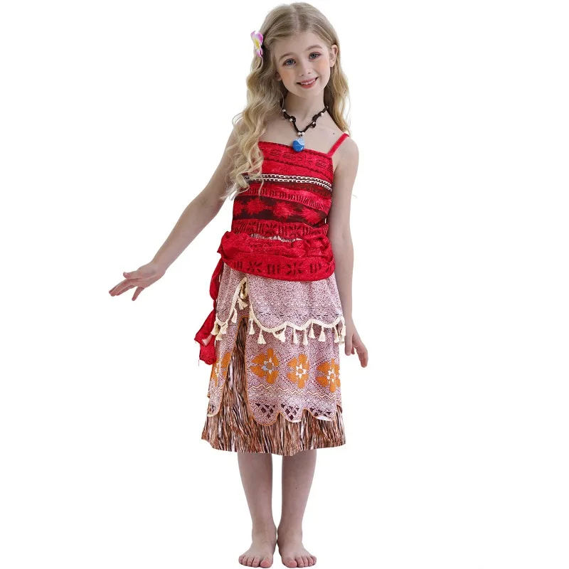 Moana Advanture Cosplay Costume Girls Vaiana Moana Dress Up Kids Carnival Cosplay Beach Outfit Vaiana Hawaii Party Clothing