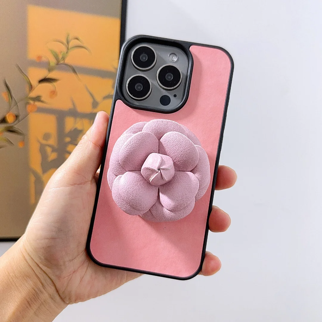 Custodia in pelle con staffa di aspirazione magnetica con fiore di perla carino per iPhone 17 16 15 14 Cover per telefono 13 Pro MAX Custodia rigida antiurto posteriore