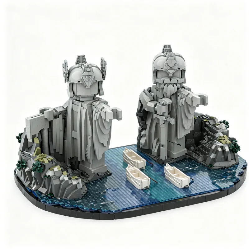 4182pcs MOC The Rings Movie Argonath-Pillars of Kings Modular Model Building Blocks Diy Assemble Education Toy Christmas Gift view 2
