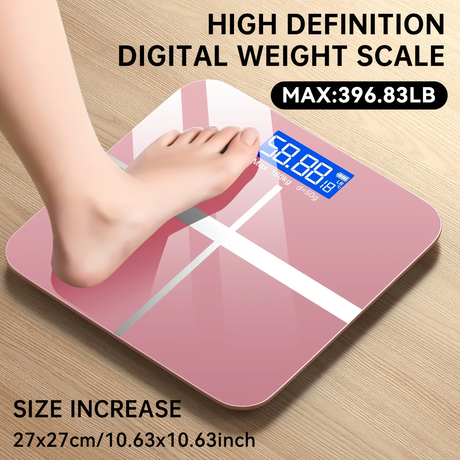 Premium Digital Bathroom Scale 396lb – High-Precision Weight Scale with LCD Display,Ultra-Wide Platform, Room Temperature Sensor