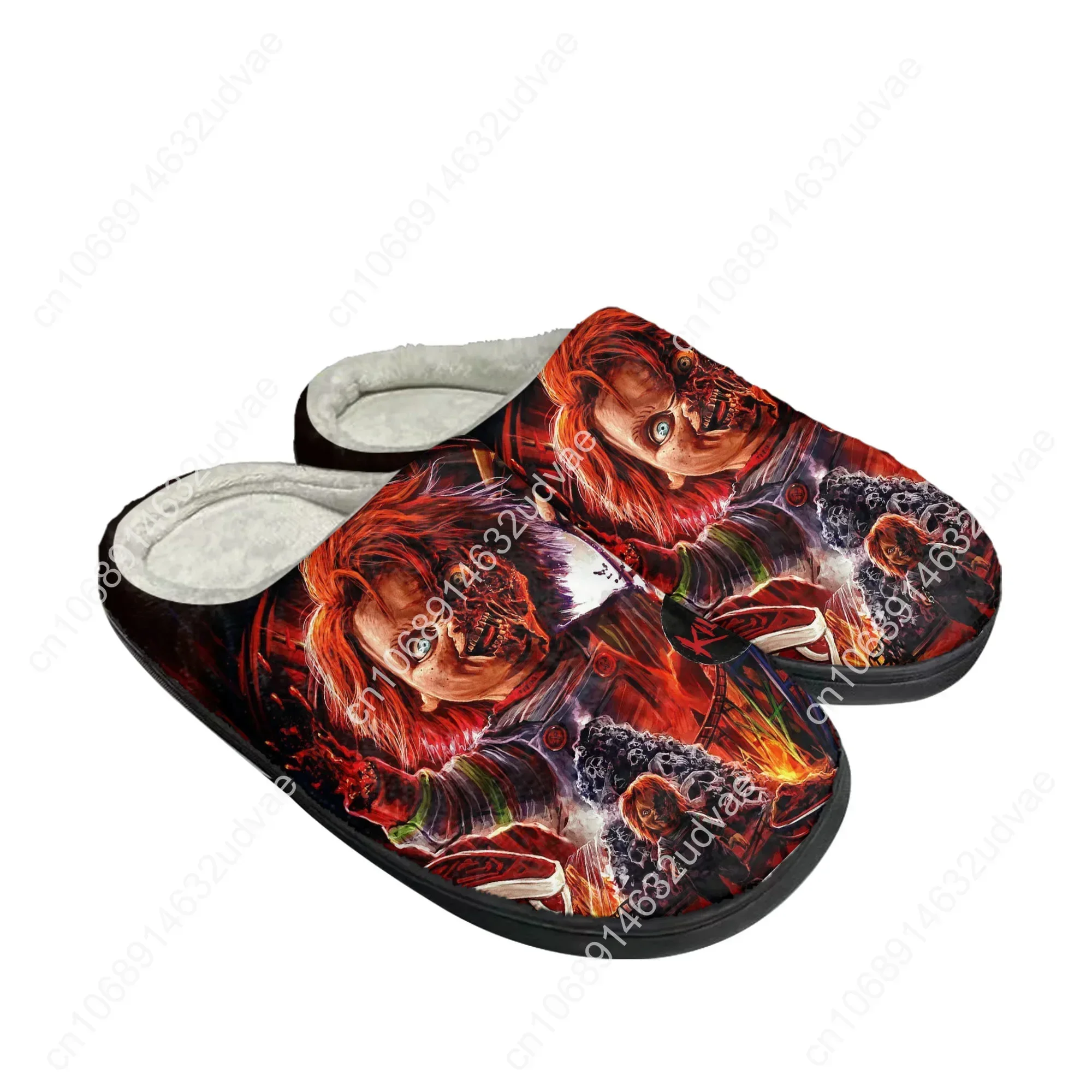 Horror Movie Childs Play Chucky Home Cotton Slippers Plush Bedroom Men Women Casual Keep Warm Shoes Thermal Slipper Custom Shoe