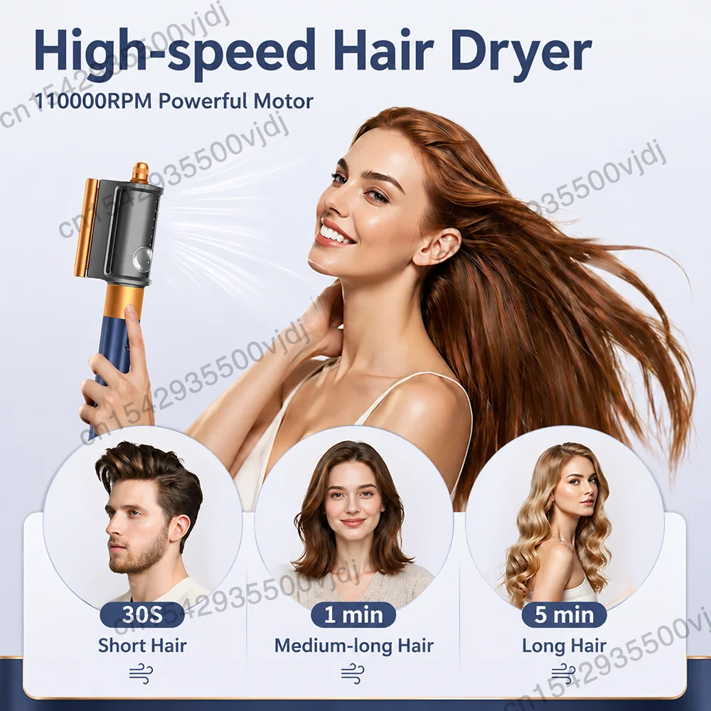 TINSOL 7-in-1 Air Styling Hair Dryer, 110,000 RPM High-Speed Hair Care, Ionic Hair Dryer, Automatic Curling Set gallery 5
