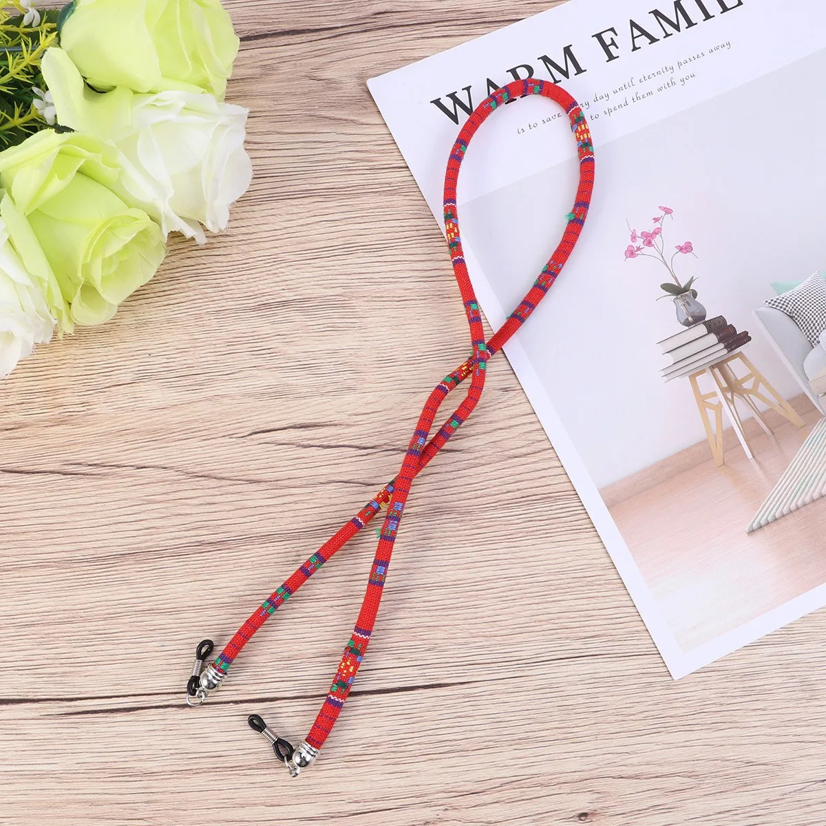 

Anti-Loss Eyeglass Ethnic Style Adjustable Cord For Men Women Sunglasses Optical Glasses Retainer Eyeglass Cord Red