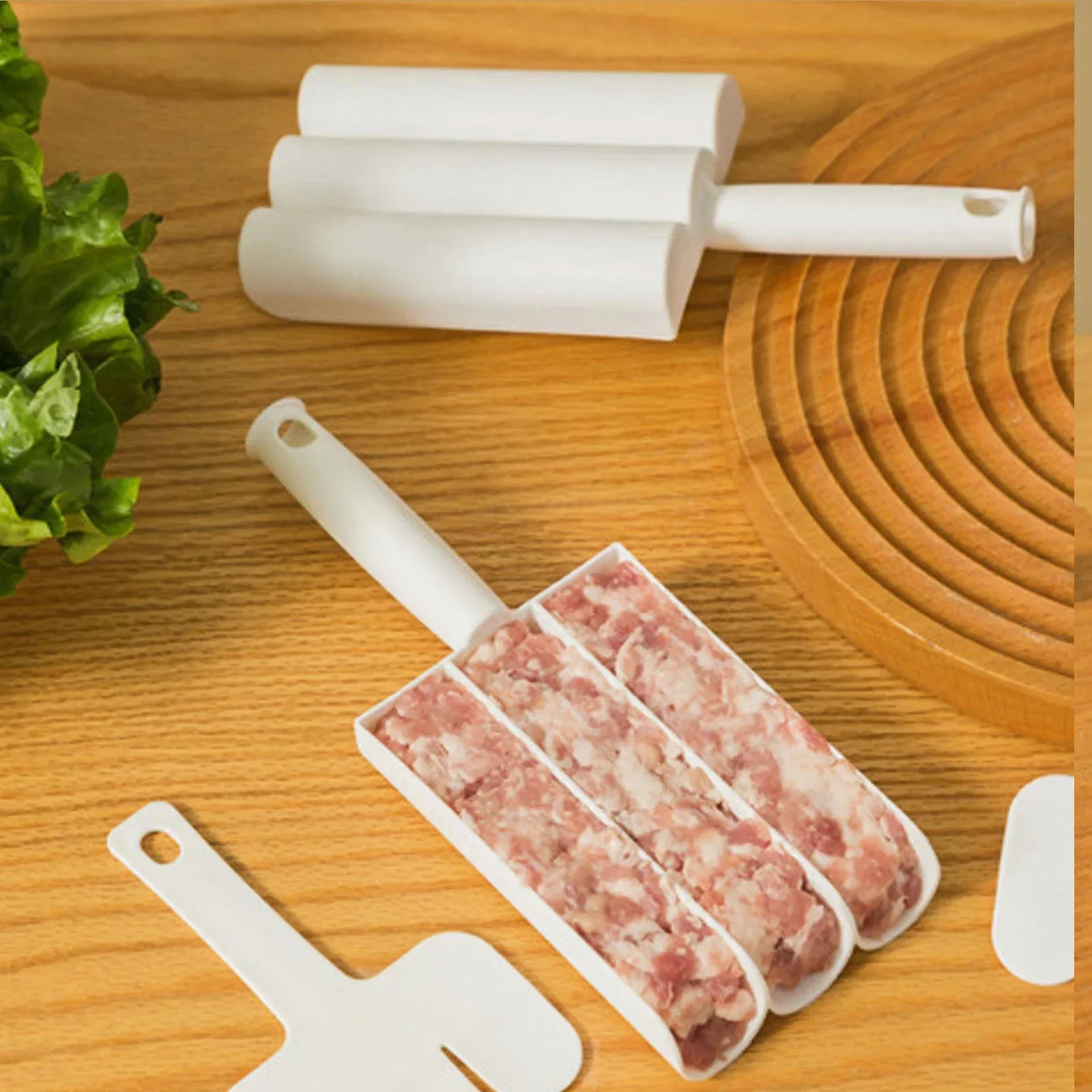 Kitchen Gadgets Cooking Sausage Maker Plastic Meatball Machine Set Fried Fish Mouth Meat Making Ball Mold Spoon