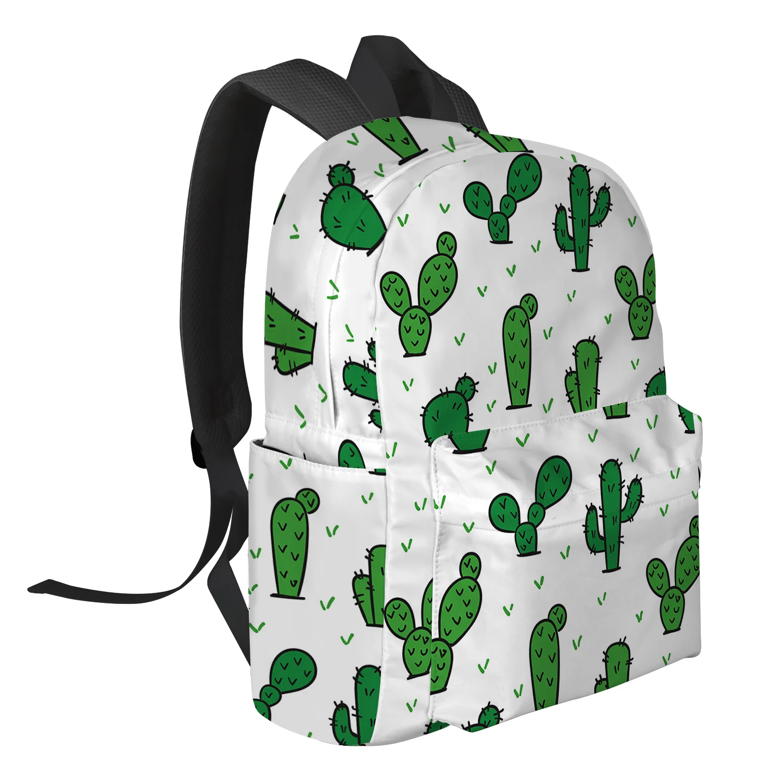 Cartoon Cactus Green Large Capacity Bookbag Mochilas de viagem Mochila para adolescente, sacos para laptop, mochila para mulheres