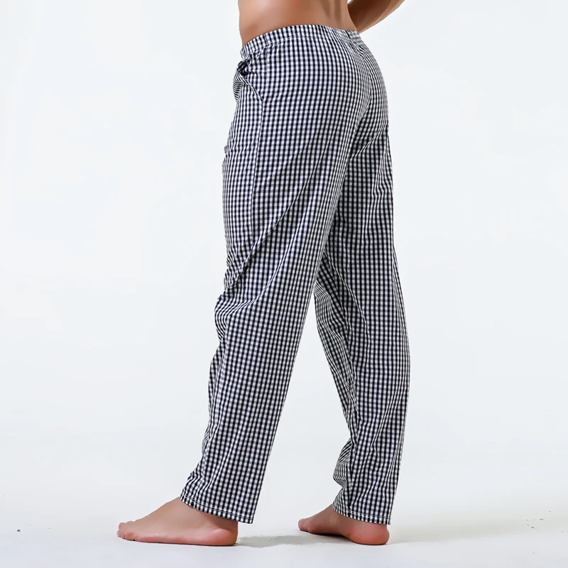 Pajama Pants Men's Pants Pure Cotton Home Pants Thin Summer Loose Plaid Cotton Home Pants Spring & Fall Air-Conditioned Pants