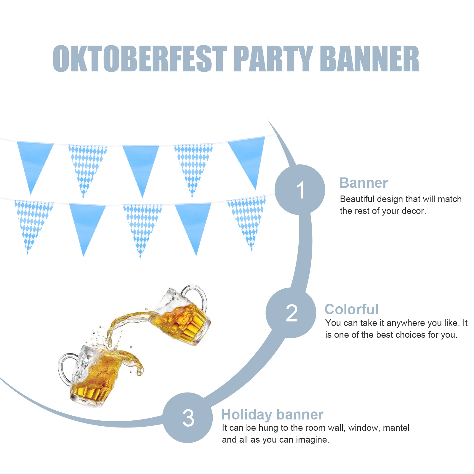 

Blue and White Flag Beer Party Decorations Banner Birthday Germany New Year Union Dad Banners