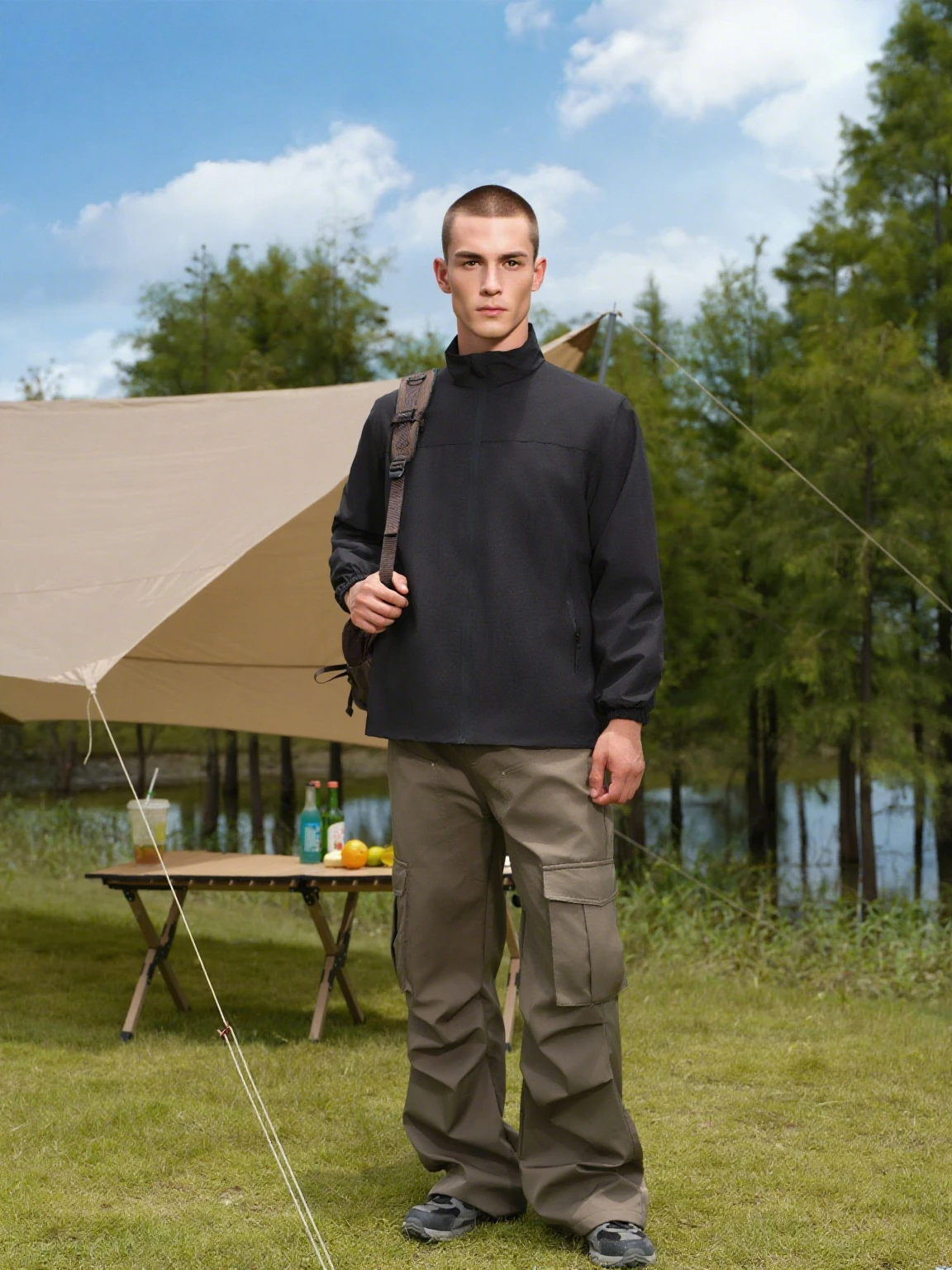 

Men's and Women's Personalized Outdoor Jacket Spring and Autumn Windproof Stand-up Collar Long-sleeved Zipper Coat Brand Top