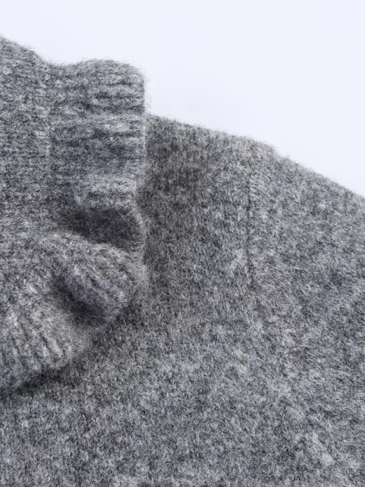 เสื้อแจ็คเก็ตไหมพรมแขนยาวปกเสื้อตกแต่งแบบซ้อนชั้น สไตล์ยุโรปและอเมริกา คอลเลคชั่นใหม่ล่าสุดสำหรับฤดูใบไม้ร่วงปี 2025 สำหรับผู้หญิง