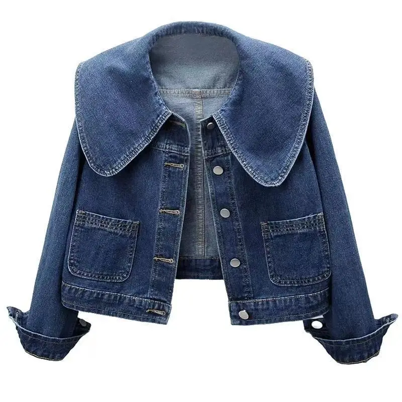 2026 Early Autumn Retro Doll Collar Short Denim Jacket Women's Small Age-reducing Top