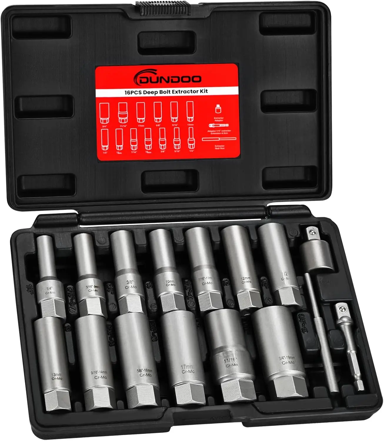 

16pcs Bolt Extractor Kit for Stripped, Rusted, Frozen or Rounded Bolts & Nuts