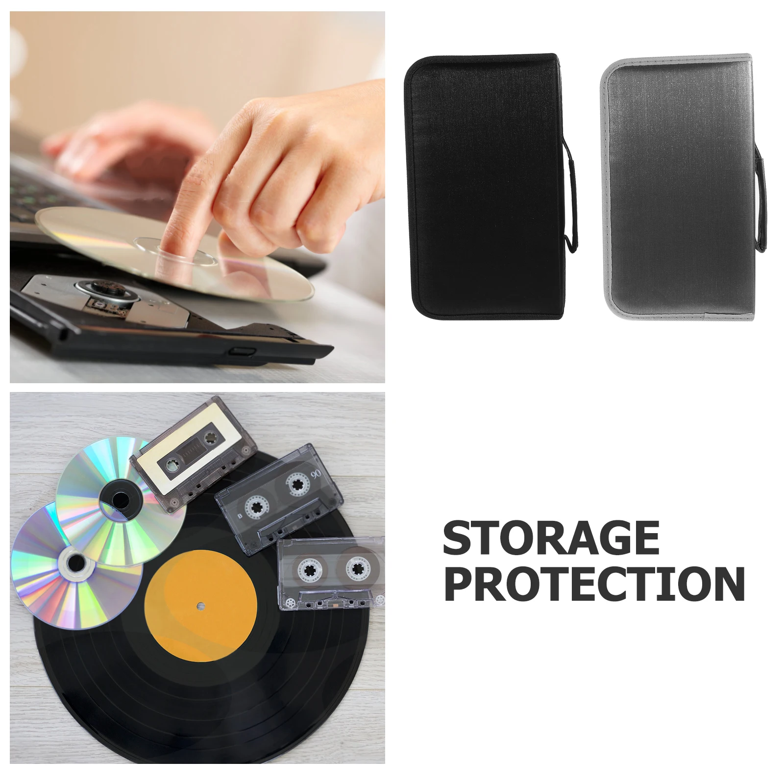 

2pcs Cd Handbag Organizer Mercerized Cloth Dvd Storage Holder Portable Disc Case Reusable Space-Saving Smooth Zipper