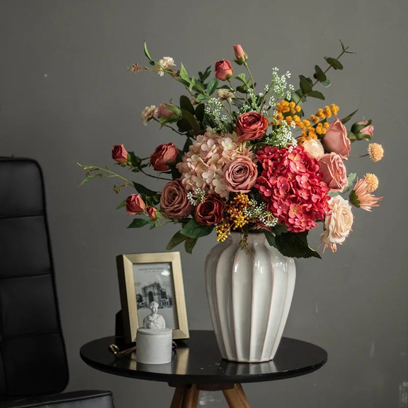 American high-end simulated bouquet, living room fake flower dried flower ornament, model room light luxury flower ornament