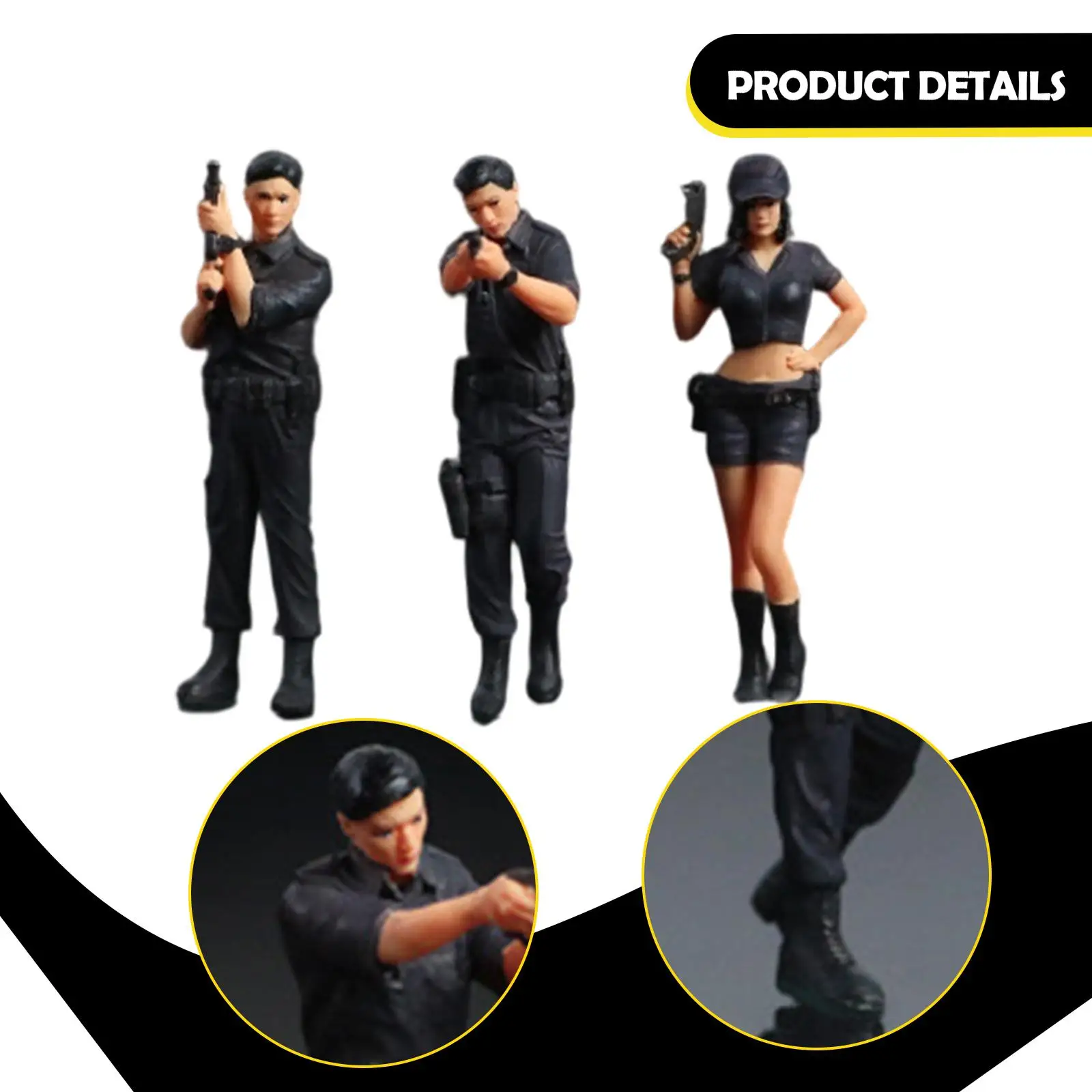 3x 1:64 Scale Special Agent Miniature Figures Miniature People Figurines for Dollhouse Accessories