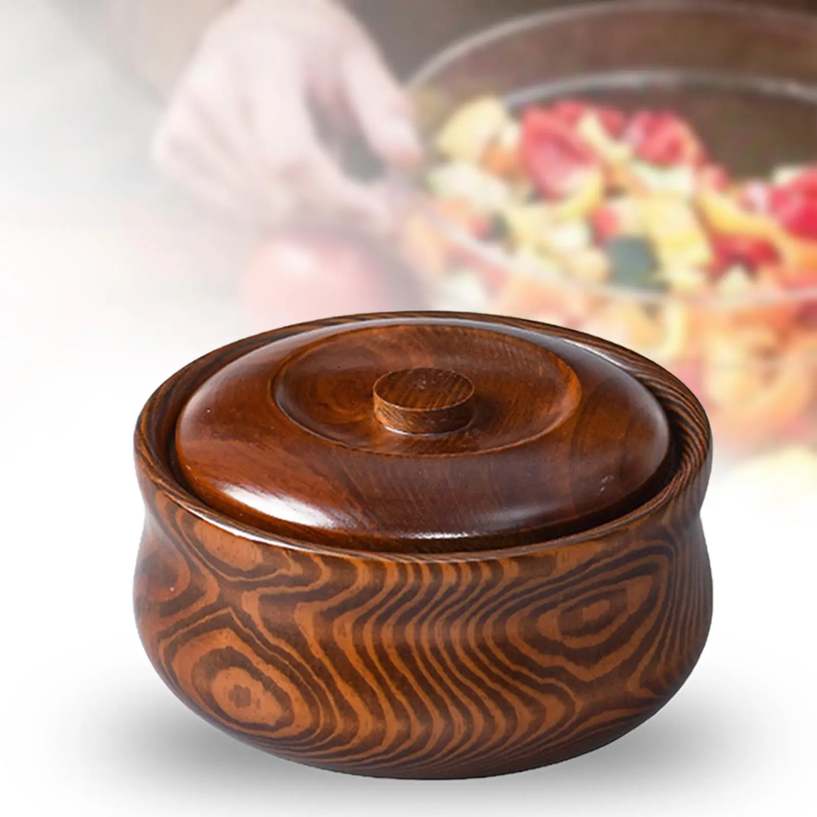 Wooden Bowl Wooden Ramen Bowl for Kitchen Solid Wood Durable for Soup Decorative Container Home Decoration Storage Serving Bowl