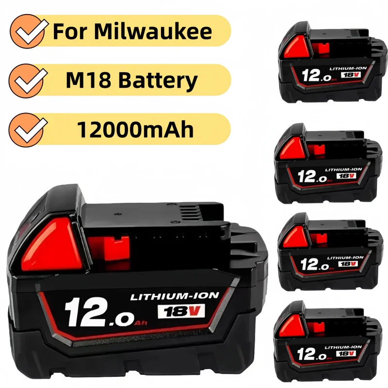 

For Milwaukee M18 18V 6 0Ah 9 0Ah 12 0Ah Li-Ion Battery Replacement High Capacity 6000mAh 9000mAh