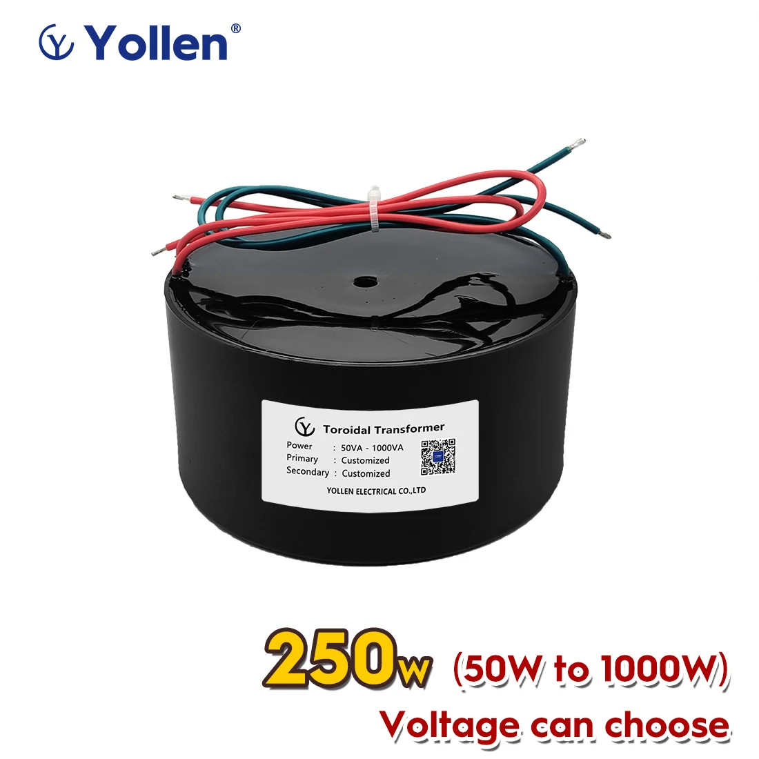 Customized Resin potting 250VA Toroidal Power Transformer 250W Copper Circle RING Voltage 220V to 12V/18V/24V Waterproof IP67