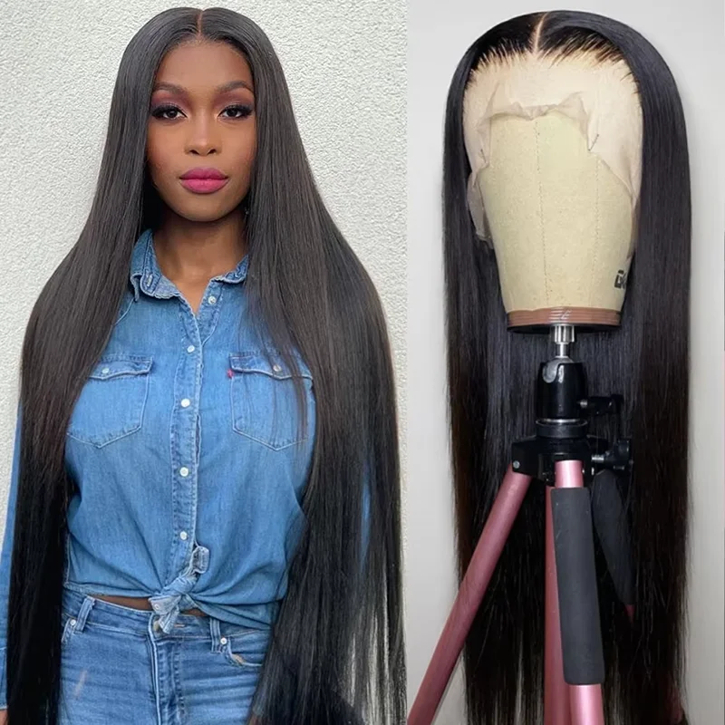 30 36 Inches Natural Colors Straight 13x4 13x6 HD Transparent Lace Front Human Hair Wigs Brazilian Frontal Wigs For Women