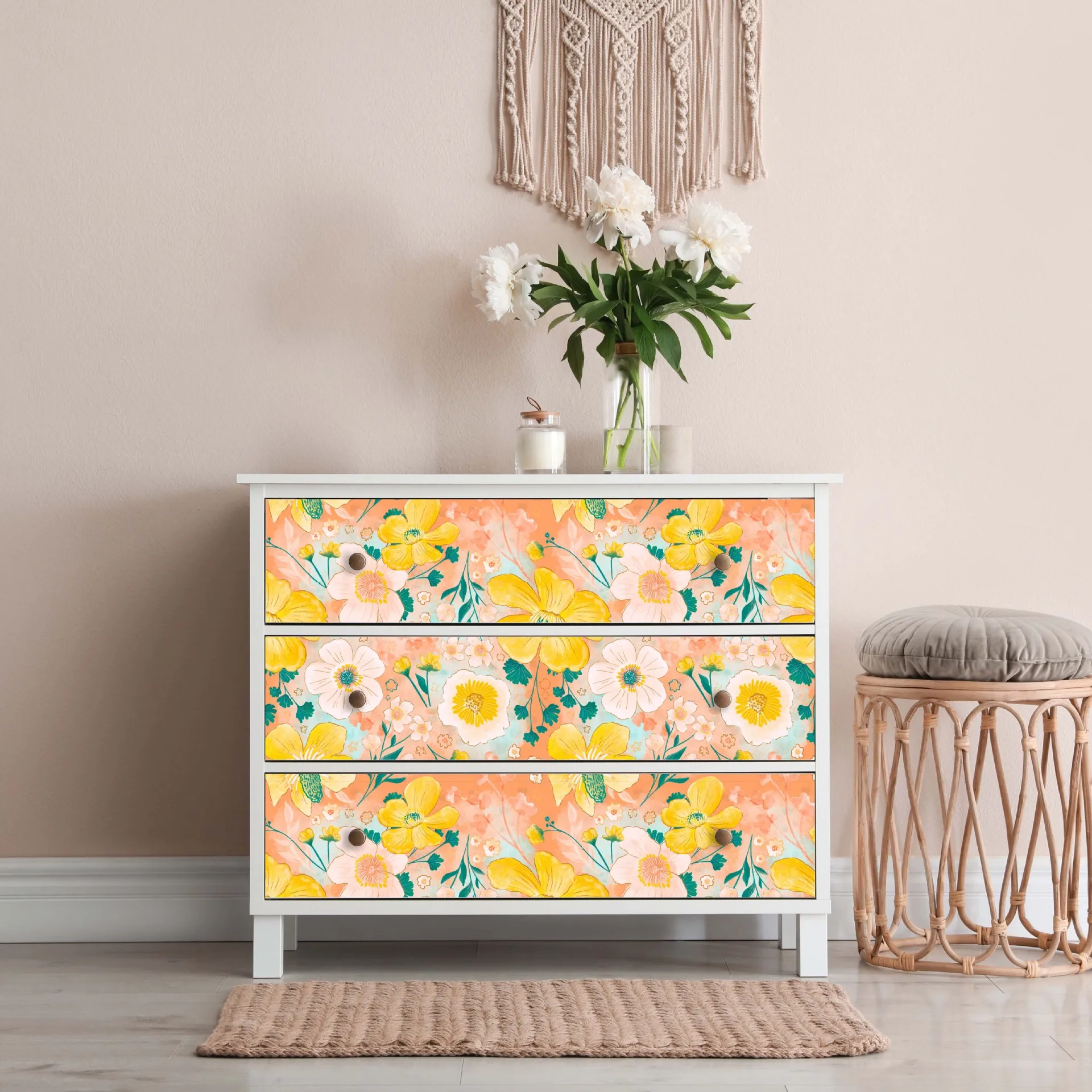 Floral Peel and Stick Wallpaper for Home Decoration Walls Kids Bedroom Bathroom Kitchen Furniture Sticker