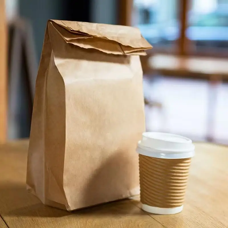 10 Stück Kraftpapiertüten mit Stabilem Quadratischem Boden in Verschiedenen Größen für Lebensmitteleinkäufe, Takeout und Einzelhandelsverpackungen – Detail 14