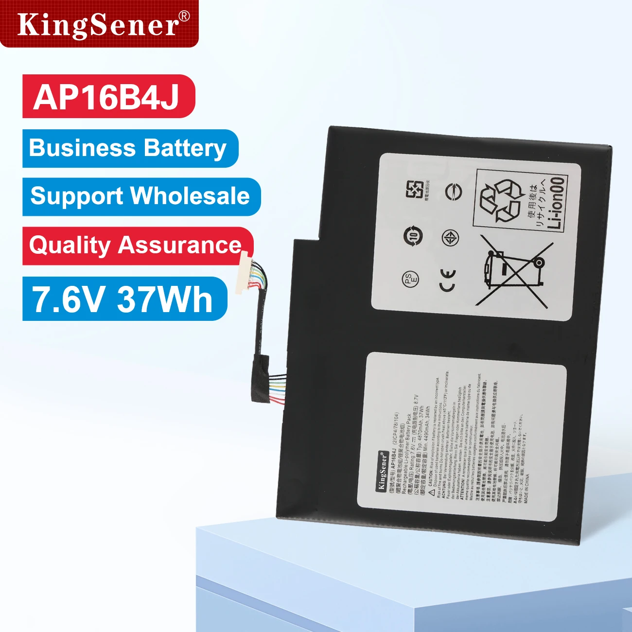 KingSener AP16B4J Laptop Battery For Acer Aspire Switch Alpha 12 SA5-27 Tablet 7.6V 37WH AP16B4J Fast Delivery
