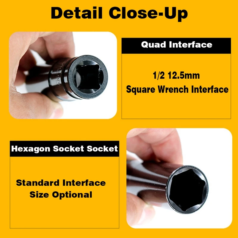 10 Pieces Of Wrench Socket Head Pneumatic Socket Lithium Electric Wrench Hexagon Opening Lengthened