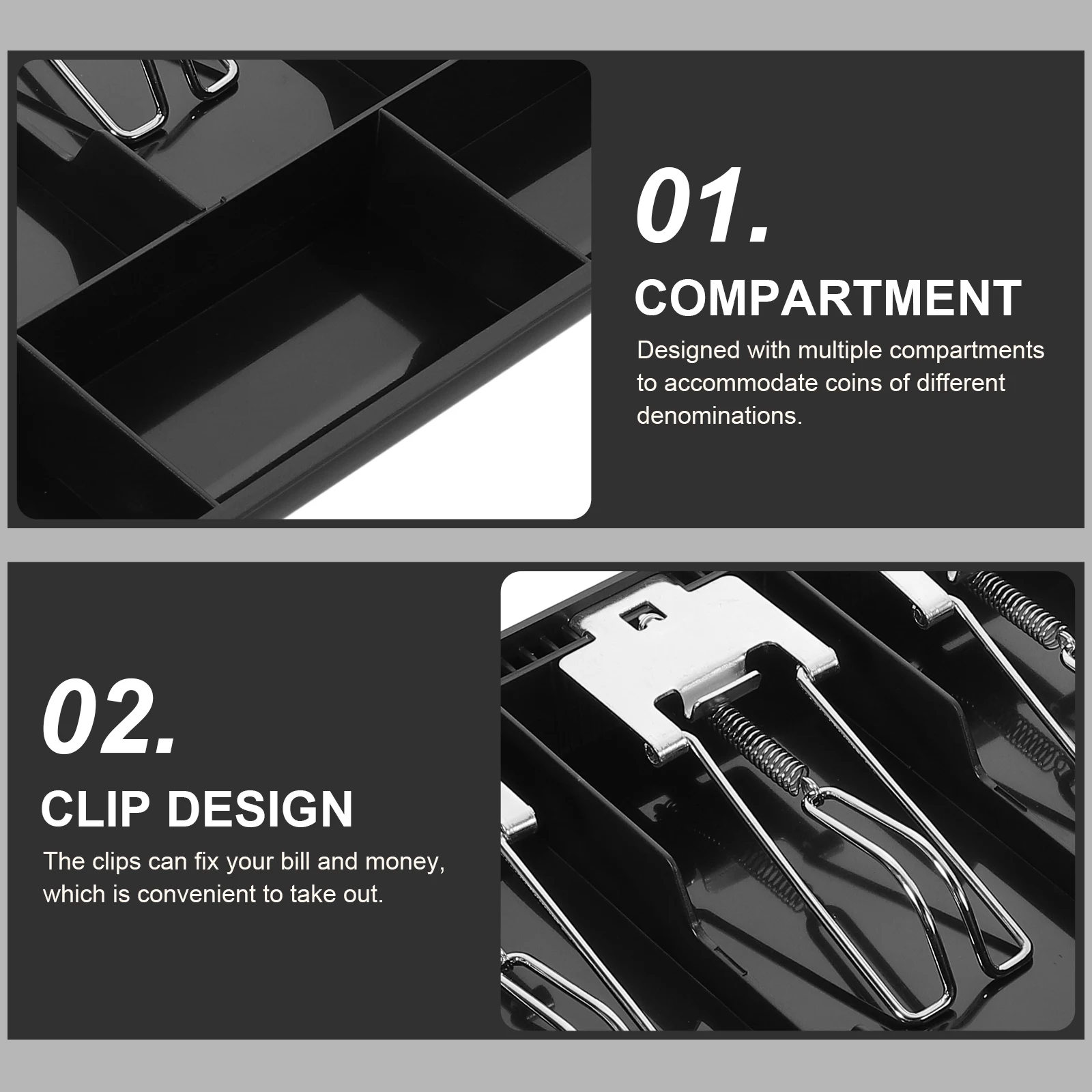 

Sturdy Abs Stainless Steel Register Insert Spring Clip Foldable Drawer Organizer Store Supermarket Home Multi Grids Coin Tray