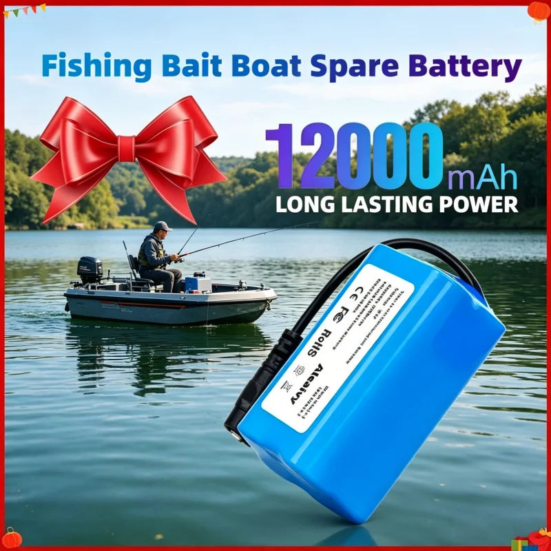 7.4V  Li-ion Battery for RC Fishing Bait Boat T188, Upgrade to 19800mAh Rechargeable for V007 C18  Remote Control Boat Spare