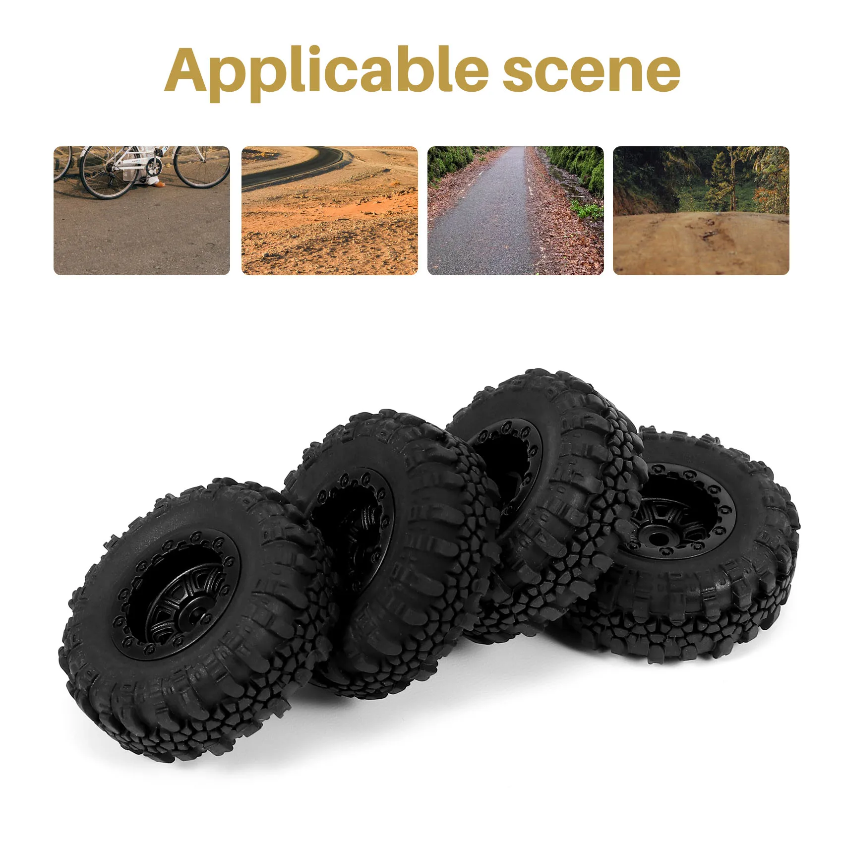 (A30I] 4PCS 47X18mm Wheel Rims Tires Tyre Set for SCX24 90081 AXI00001 1/24 RC Crawler Car Upgrade Parts Accessories
