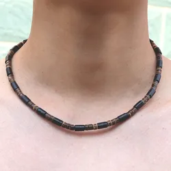 Vintage Men Necklace 4mm/6mm/8mm Natural Wooden Collar Male Neck Accessories Boyfriend Gift Colar De Pedra Pulseras Jewelry