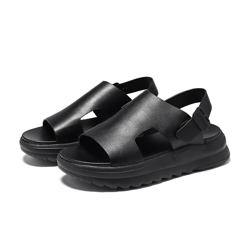 

VIPOL Мужские сандалии, легкие летние римские дышащие туфли на мягкой подошве, мужские кожаные пляжные туфли на толстой подошве